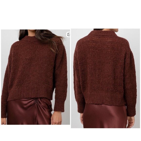 Rails Reagan Raisin Alpaca Wool Sweater Women XL Brown Open Chunky Knit High Nec - Picture 2 of 16